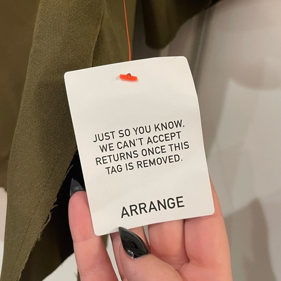 Arrange by ASOS boxy seamed Chic Olive Green Women's Top with black tie detail - Picture 6 of 8